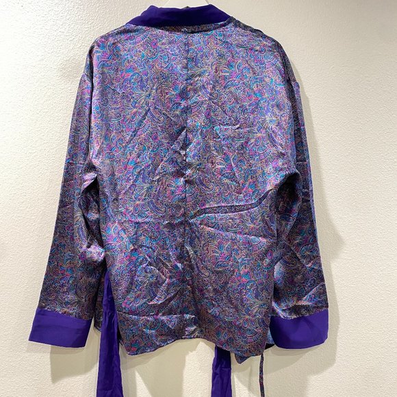 Vintage Victoria's Secret Royal Purple Satin Paisley Robe - Picture 12 of 15